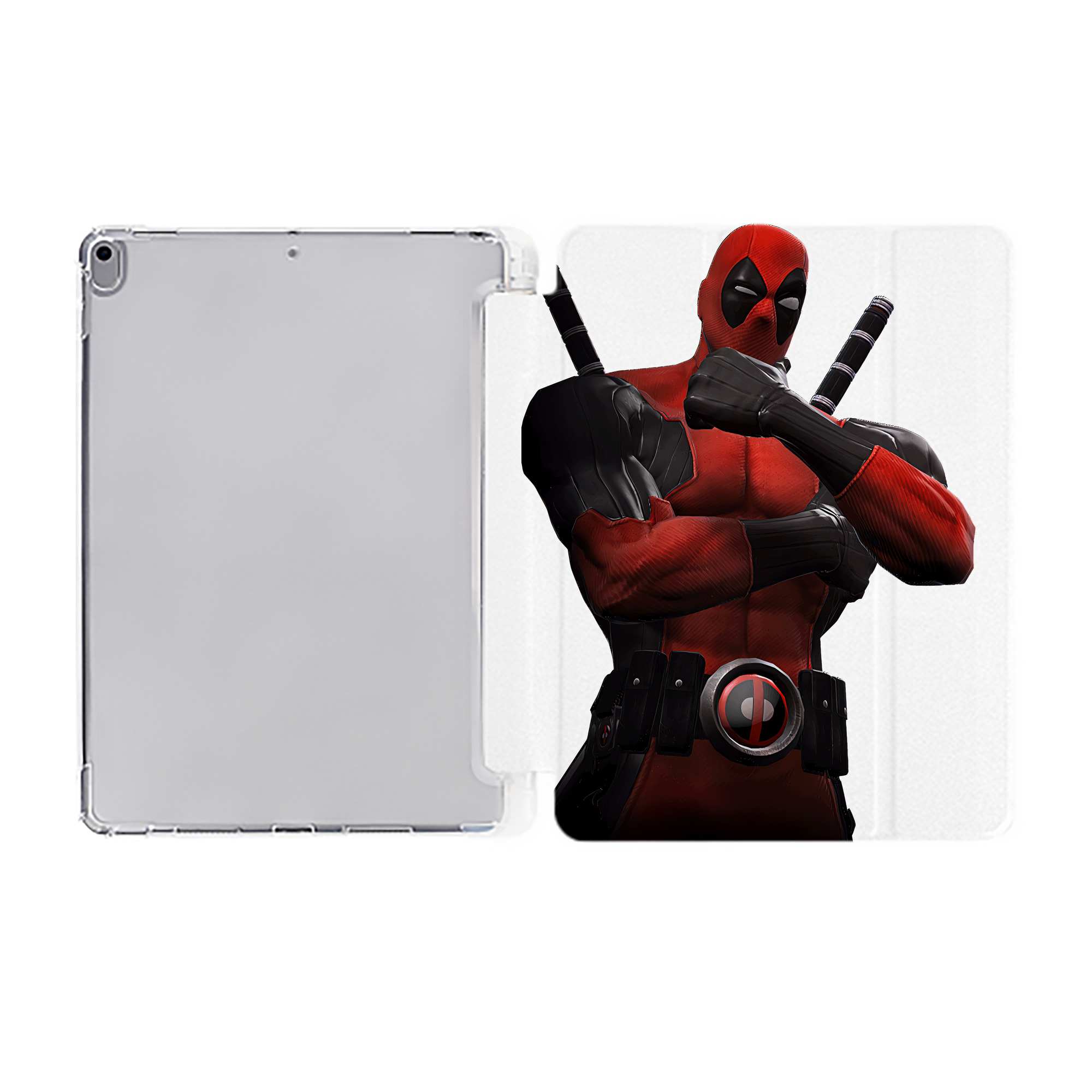 （画像用） Deadpool デッドプール IPad ケース ペン収納付き 三つ折りスタンド PUレザー×シリコン 対応機種9.5/10.5/10.9インチ